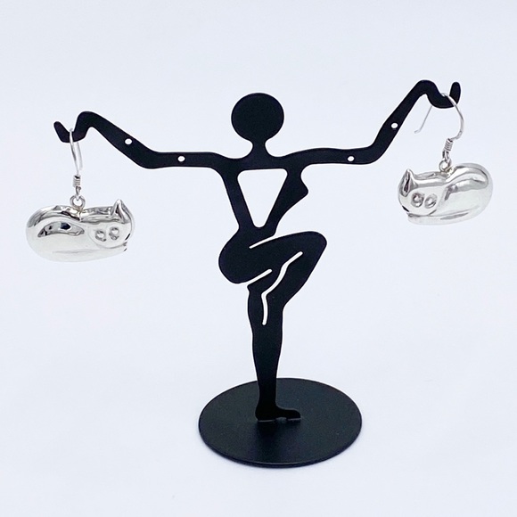 Vintage Sterling Silver Cat Earrings - Picture 3 of 5